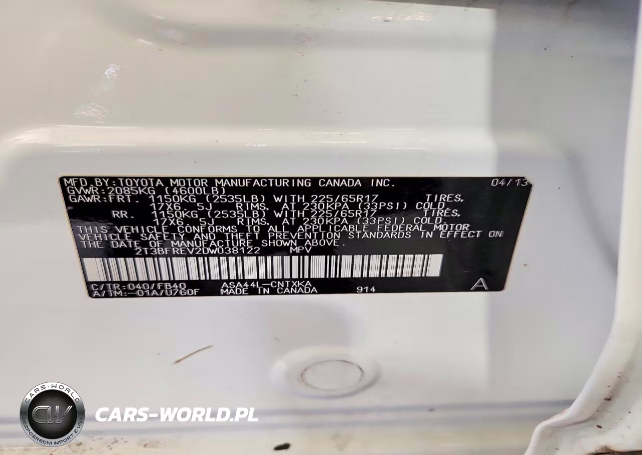 2013 Toyota Rav4 Le VIN:2T3BFREV2DW038122 - 13