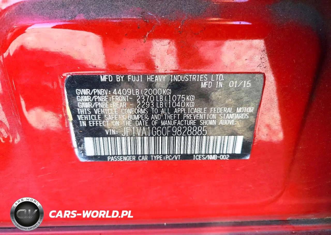 2015 Subaru Wrx Limited VIN:JF1VA1G60F9828885 - 13
