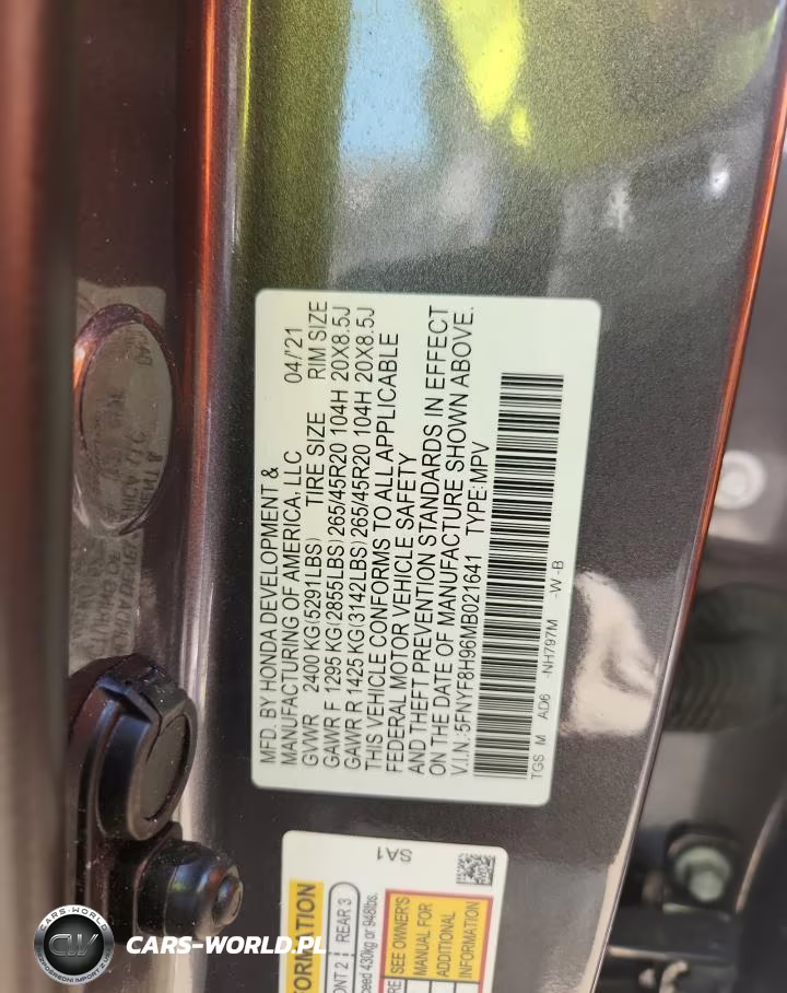 2021 Honda Passport Touring VIN:5FNYF8H96MB021641 - 14