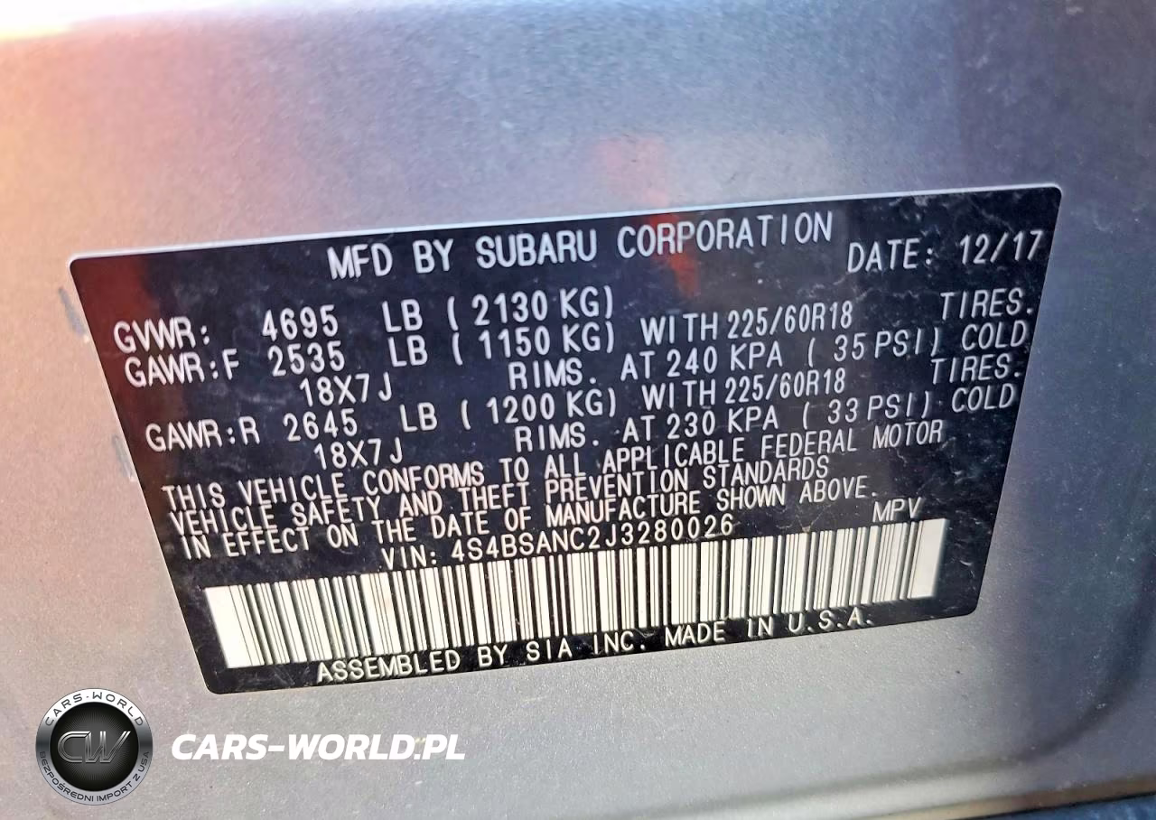 2018 Subaru Outback 2.5I Limited VIN:4S4BSANC2J3280026 - 13