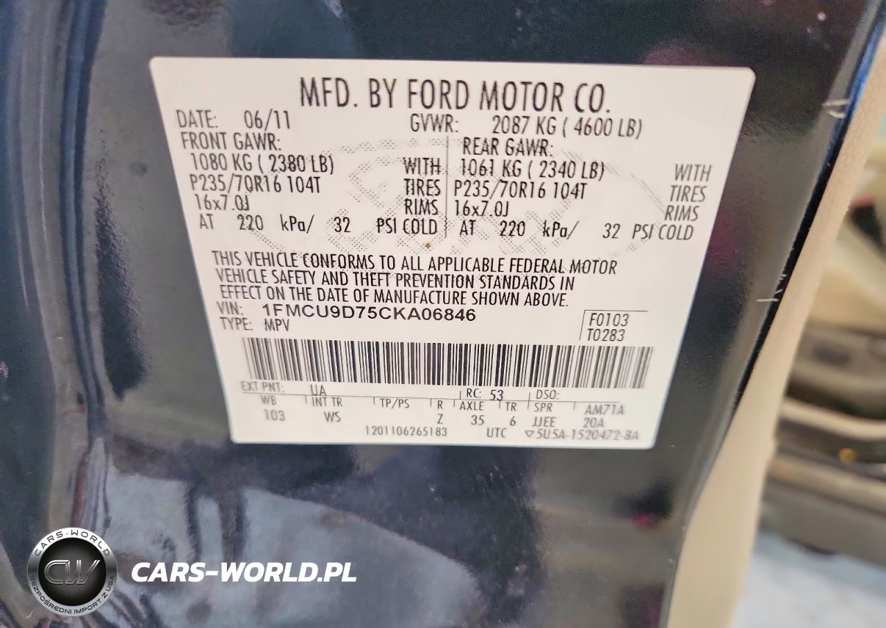 2012 Ford Escape Xlt VIN:1FMCU9D75CKA06846 - 12