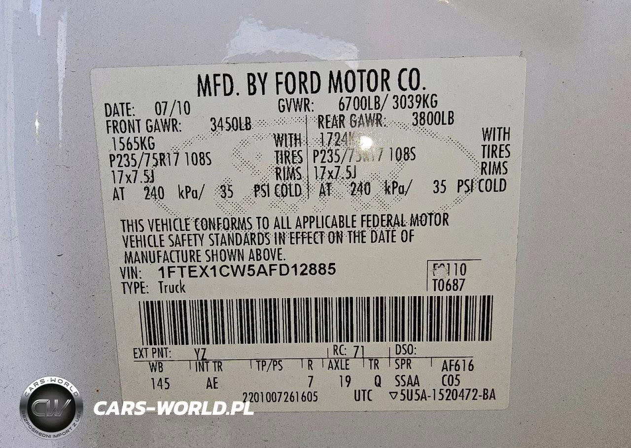 2010 Ford F150 Super Cab VIN:1FTEX1CW5AFD12885 - 12