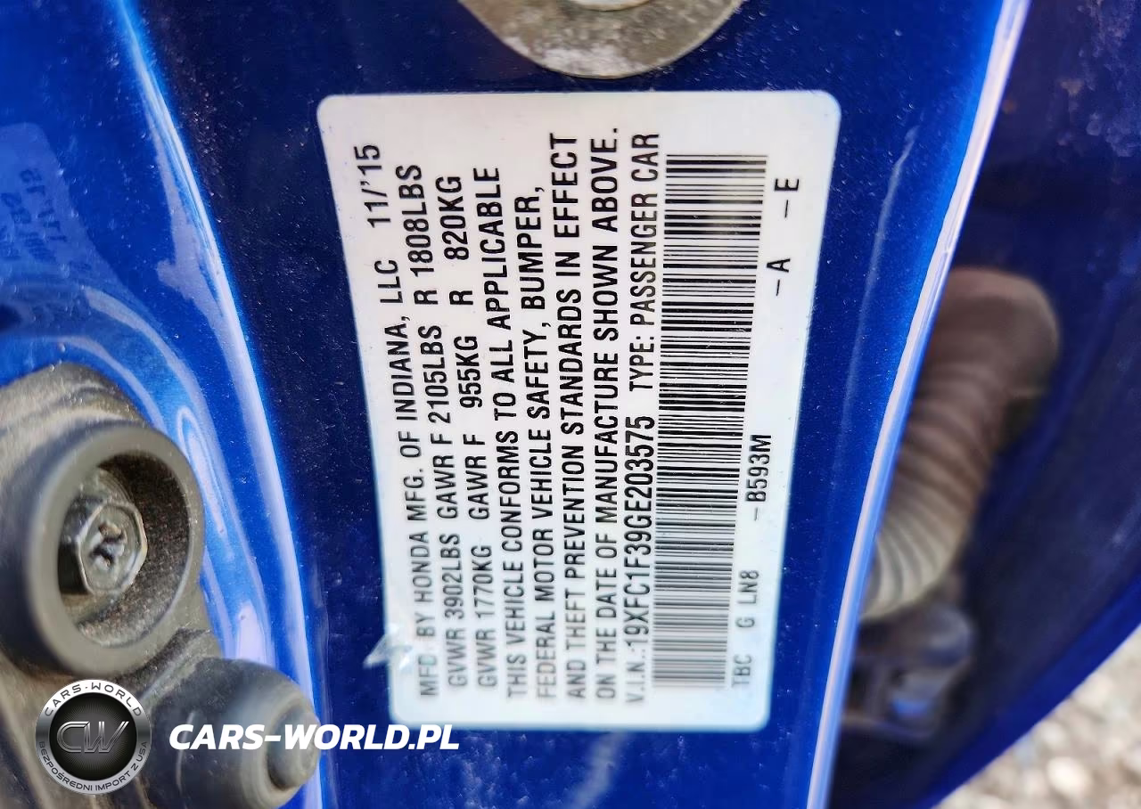 2016 Honda Civic Ex VIN:19XFC1F39GE203575 - 12