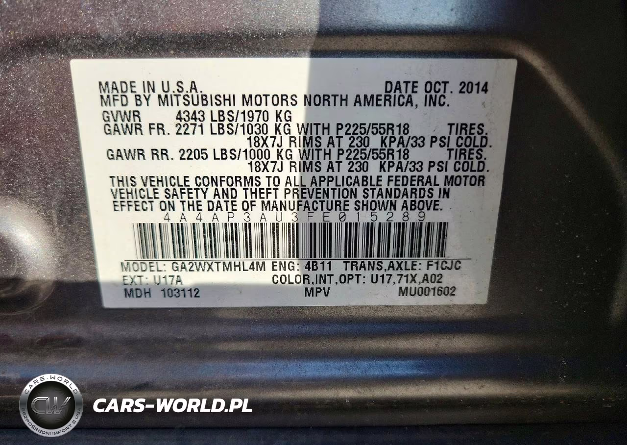 2015 Mitsubishi Outlander Sport Es VIN:4A4AP3AU3FE015289 - 13