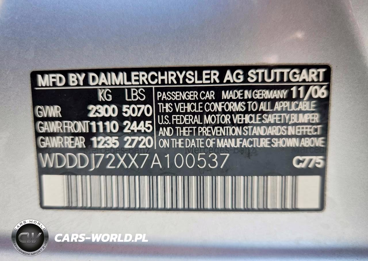 2007 Mercedes-Benz Cls 550 VIN:WDDDJ72XX7A100537 - 12