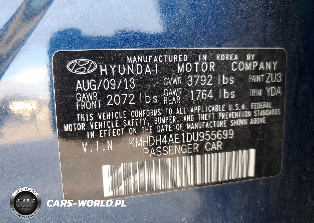 2013 Hyundai Elantra Gls VIN:KMHDH4AE1DU955699 - 12