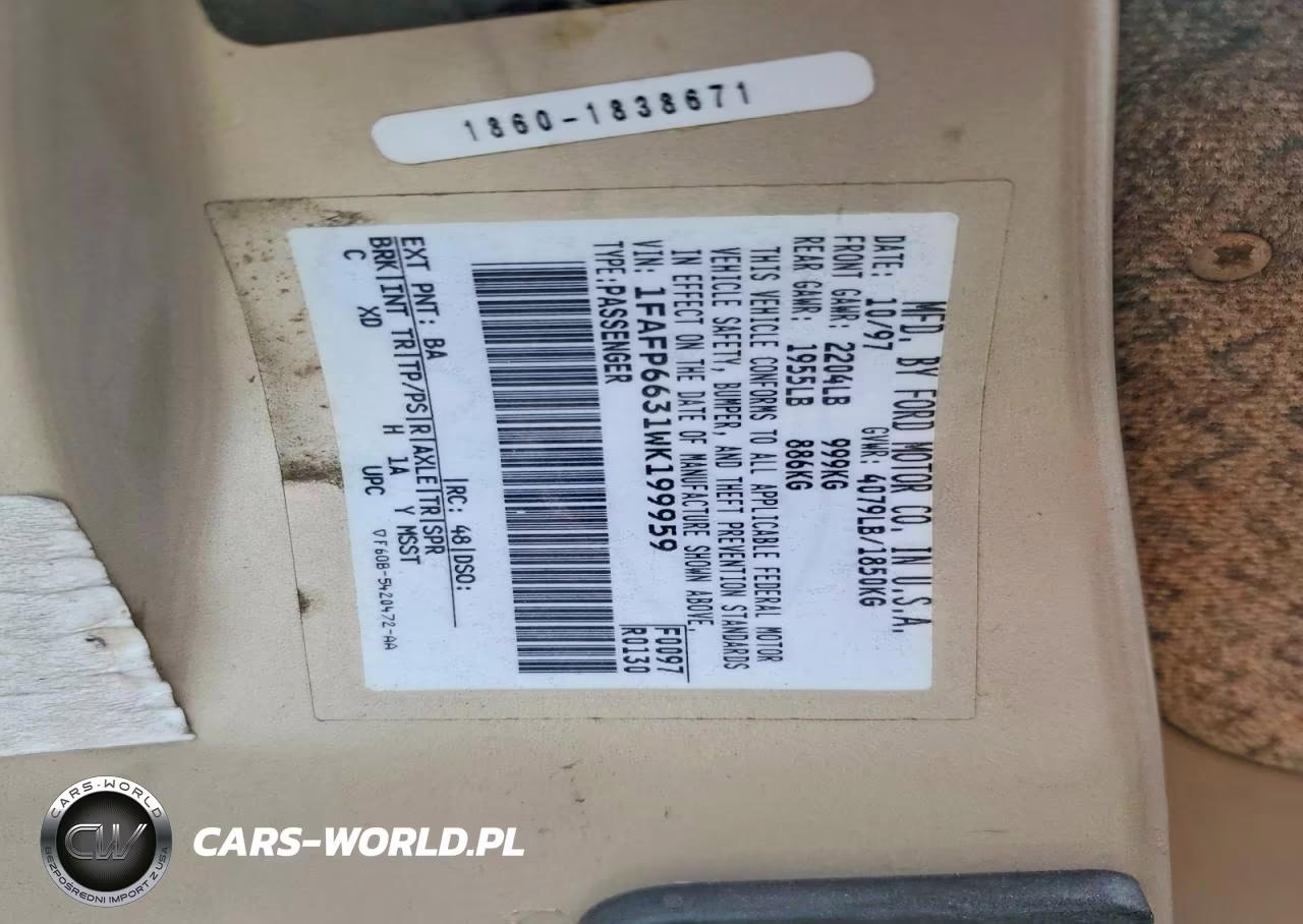 1998 Ford Contour Lx VIN:1FAFP6631WK199959 - 12