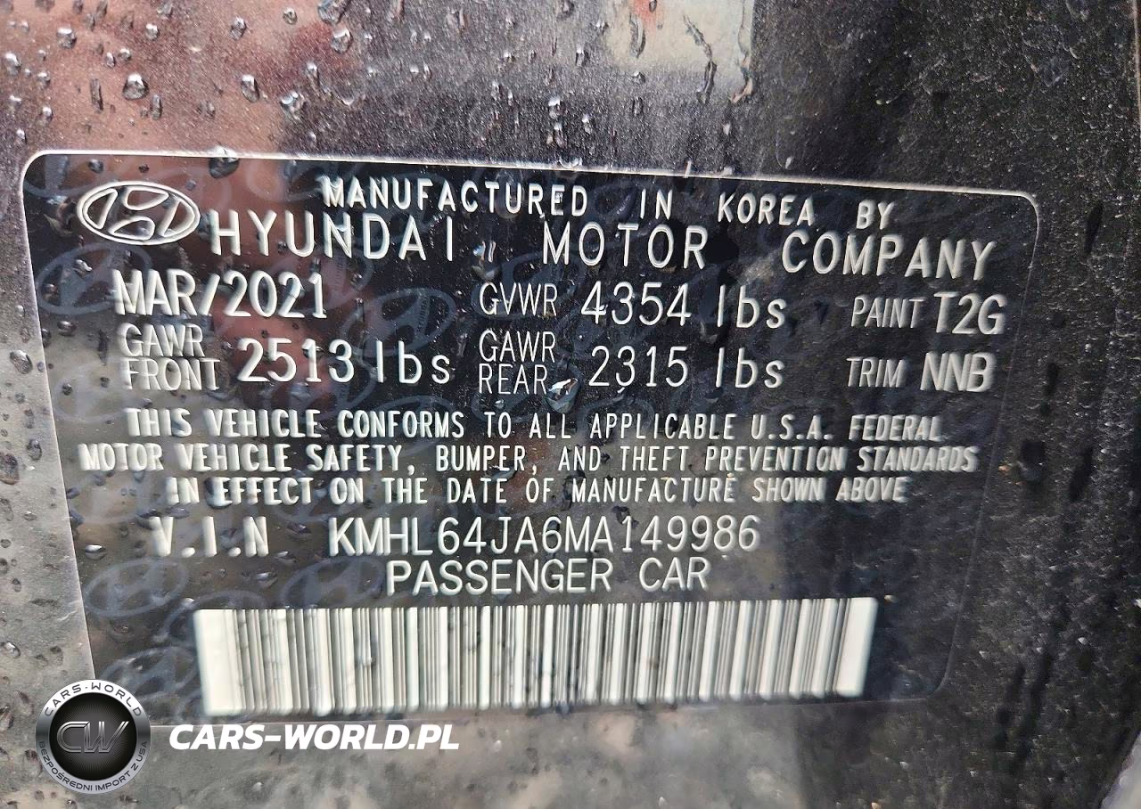 2021 Hyundai Sonata Sel VIN:KMHL64JA6MA149986 - 12