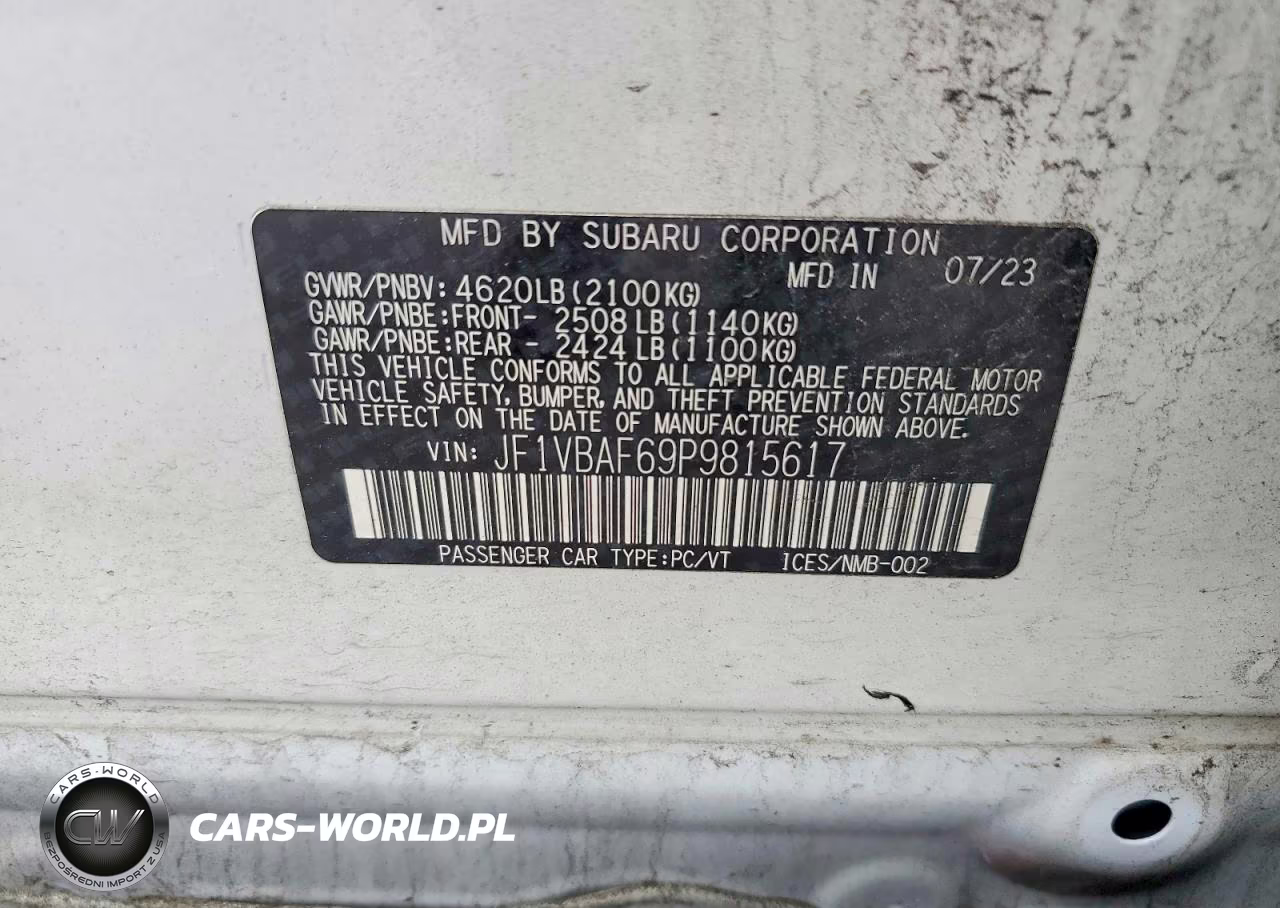 2023 Subaru Wrx Premium VIN:JF1VBAF69P9815617 - 12