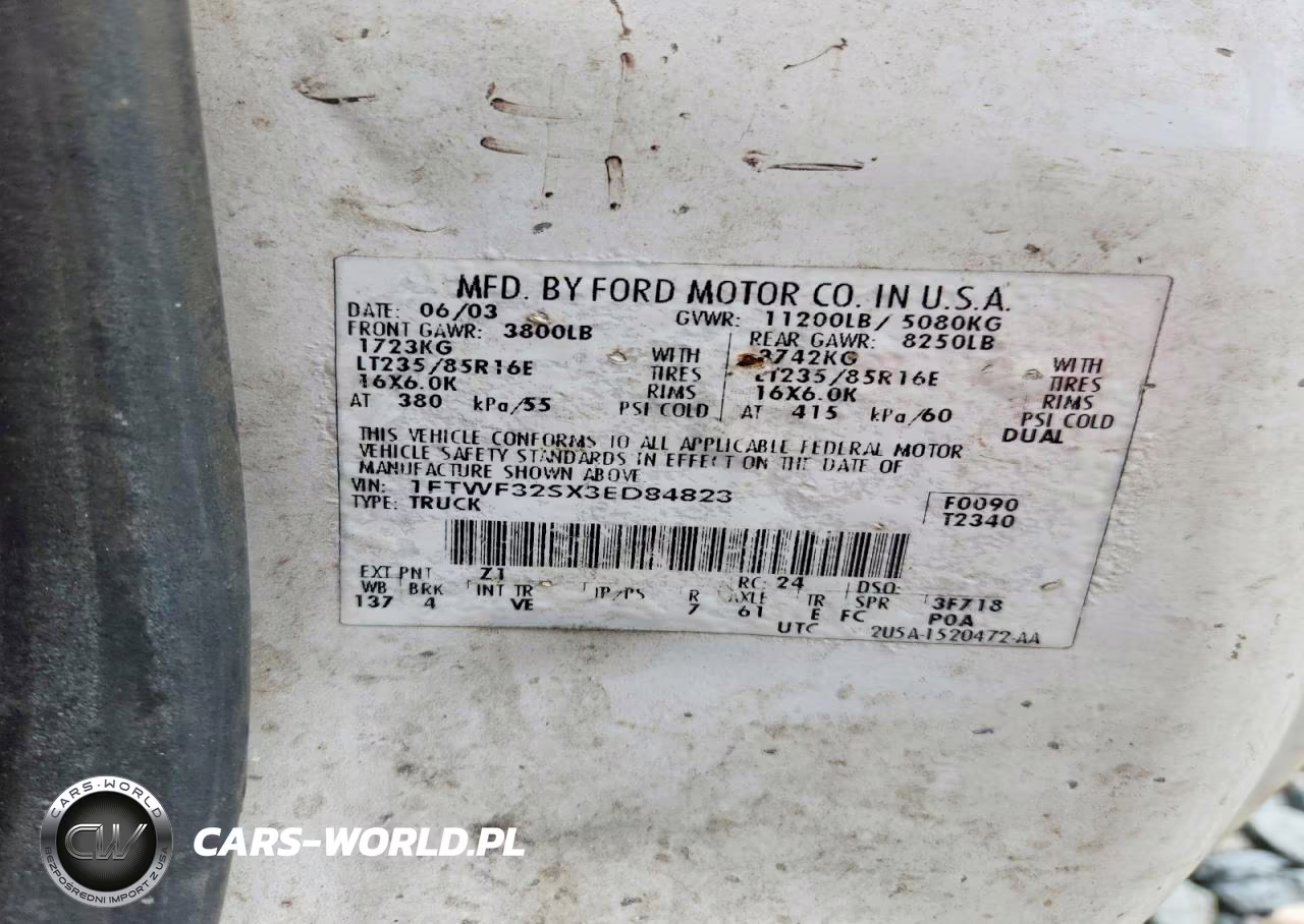 2003 Ford F350 Super Duty VIN:1FTWF32SX3ED84823 - 12