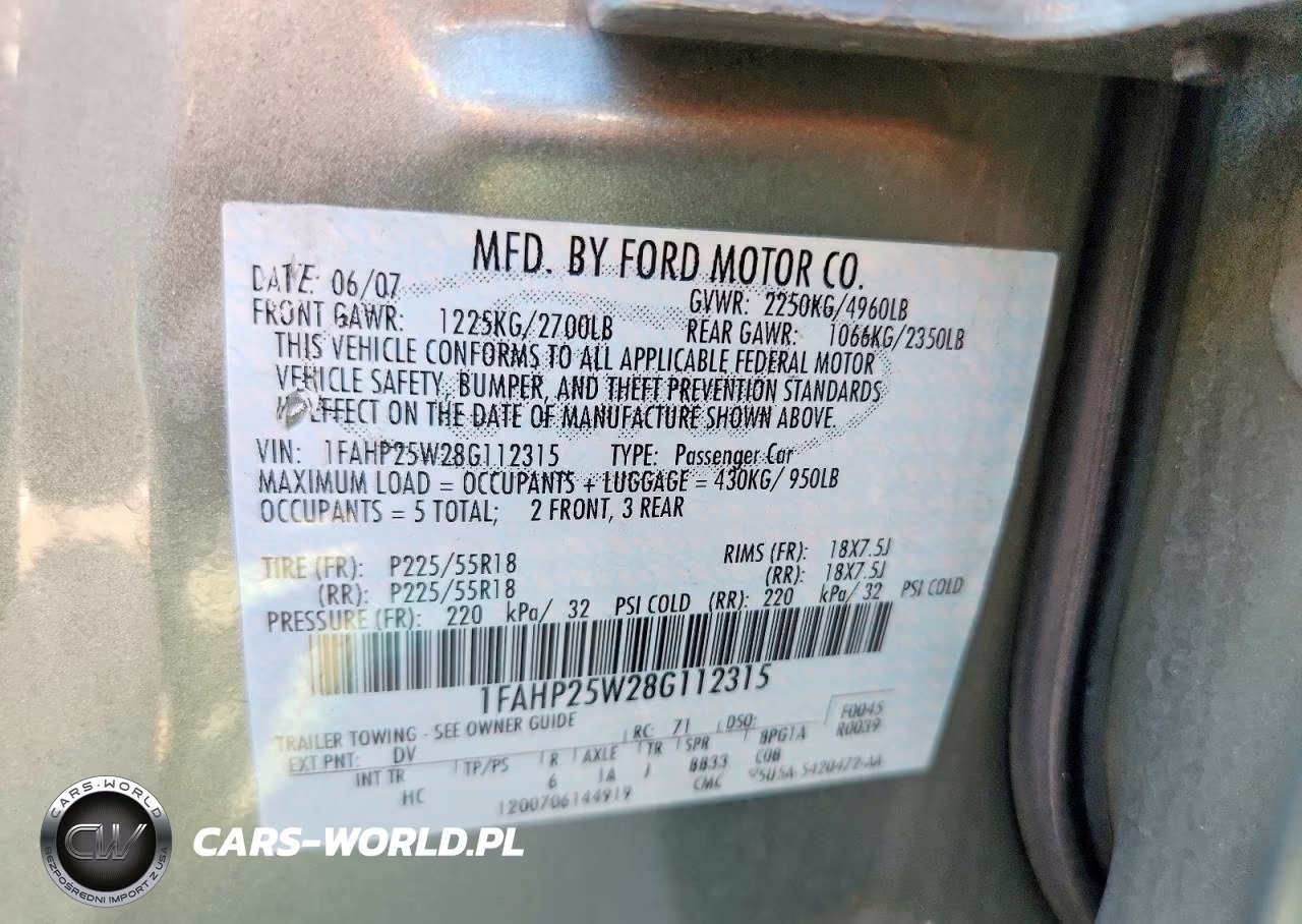 2008 Ford Taurus Limited VIN:1FAHP25W28G112315 - 12