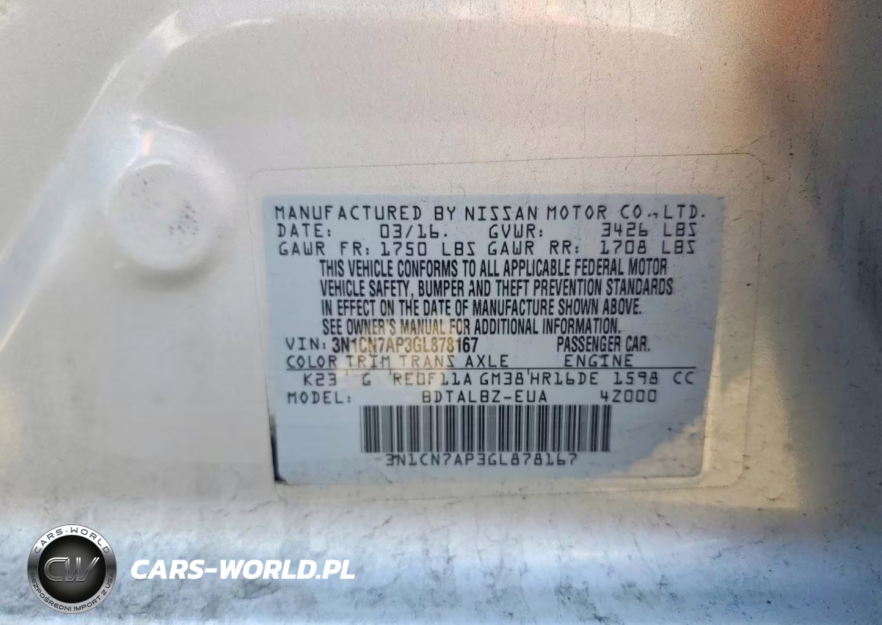 2016 Nissan Versa 1.6 Sv VIN:3N1CN7AP3GL878167 - 13