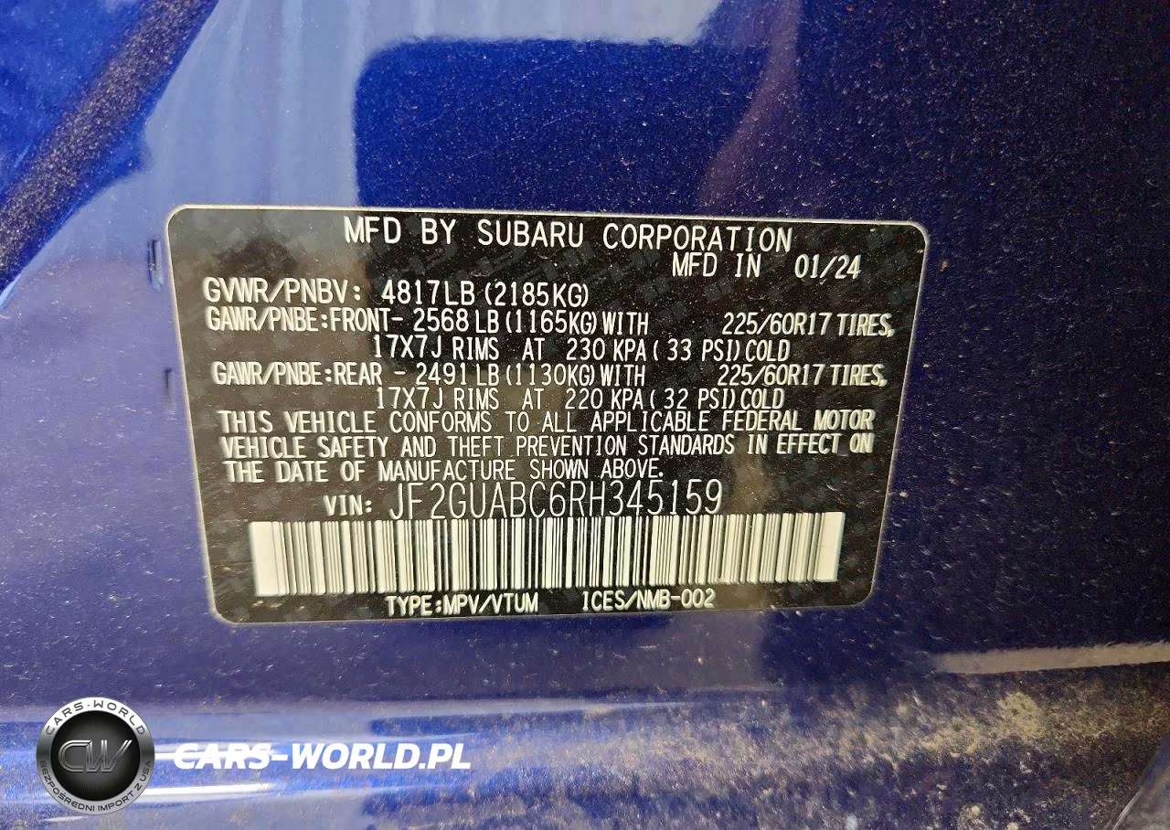 2024 Subaru Crosstrek VIN:JF2GUABC6RH345159 - 13