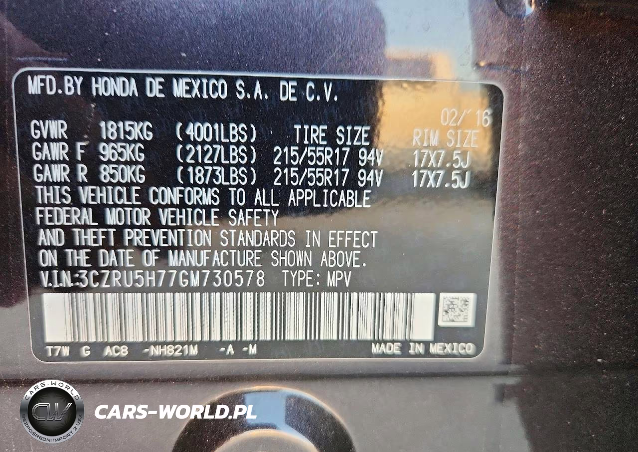 2016 Honda Hr-V Exl VIN:3CZRU5H77GM730578 - 12