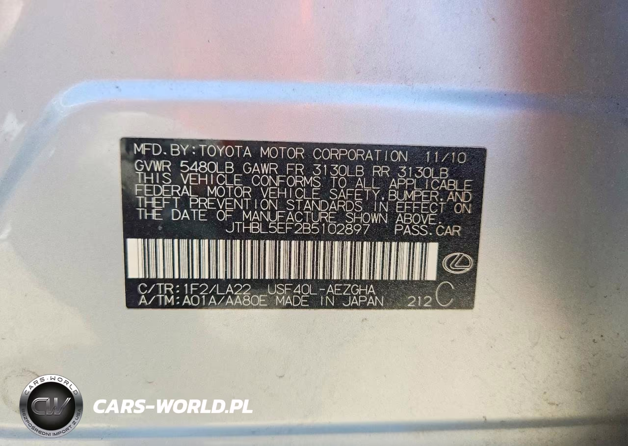 2011 Lexus Ls 460 VIN:JTHBL5EF2B5102897 - 12