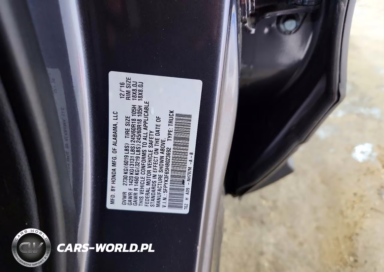 2017 Honda Ridgeline Rtl VIN:5FPYK3F65HB023692 - 13