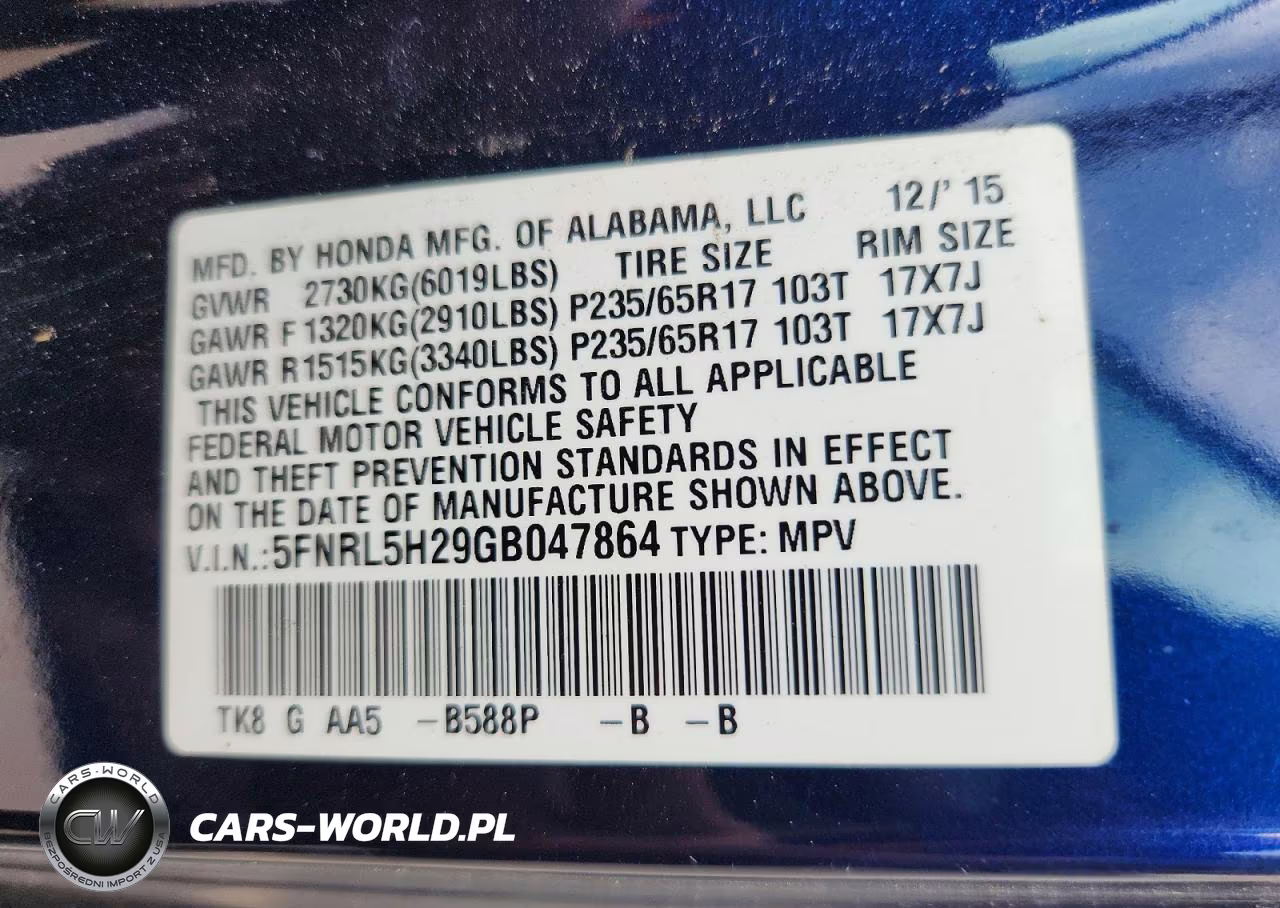 2016 Honda Odyssey Lx VIN:5FNRL5H29GB047864 - 13