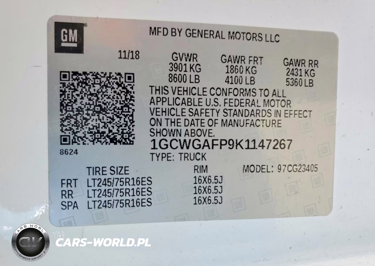 2019 Chevrolet Express G2500 VIN:1GCWGAFP9K1147267 - 13