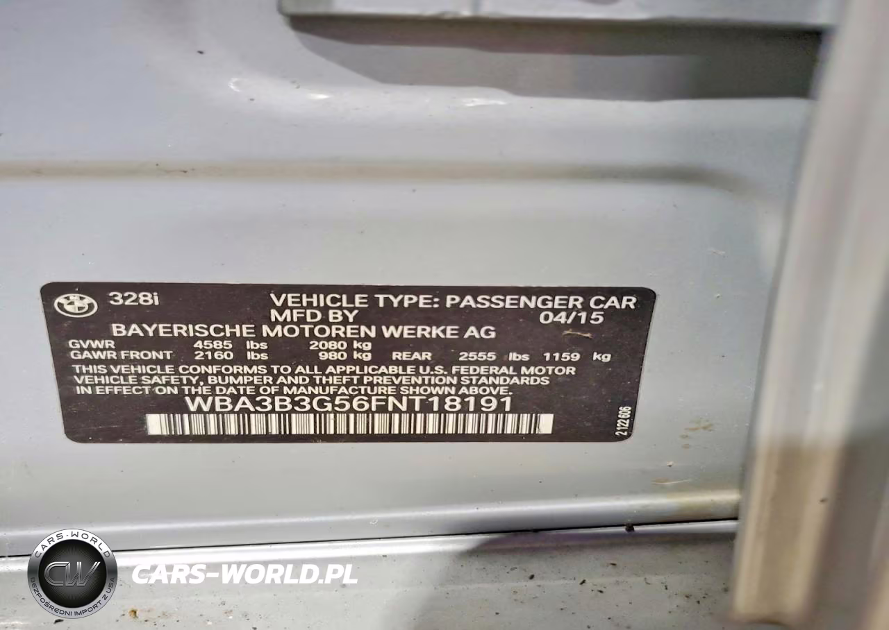 2015 BMW 328 Xi VIN:WBA3B3G56FNT18191 - 12