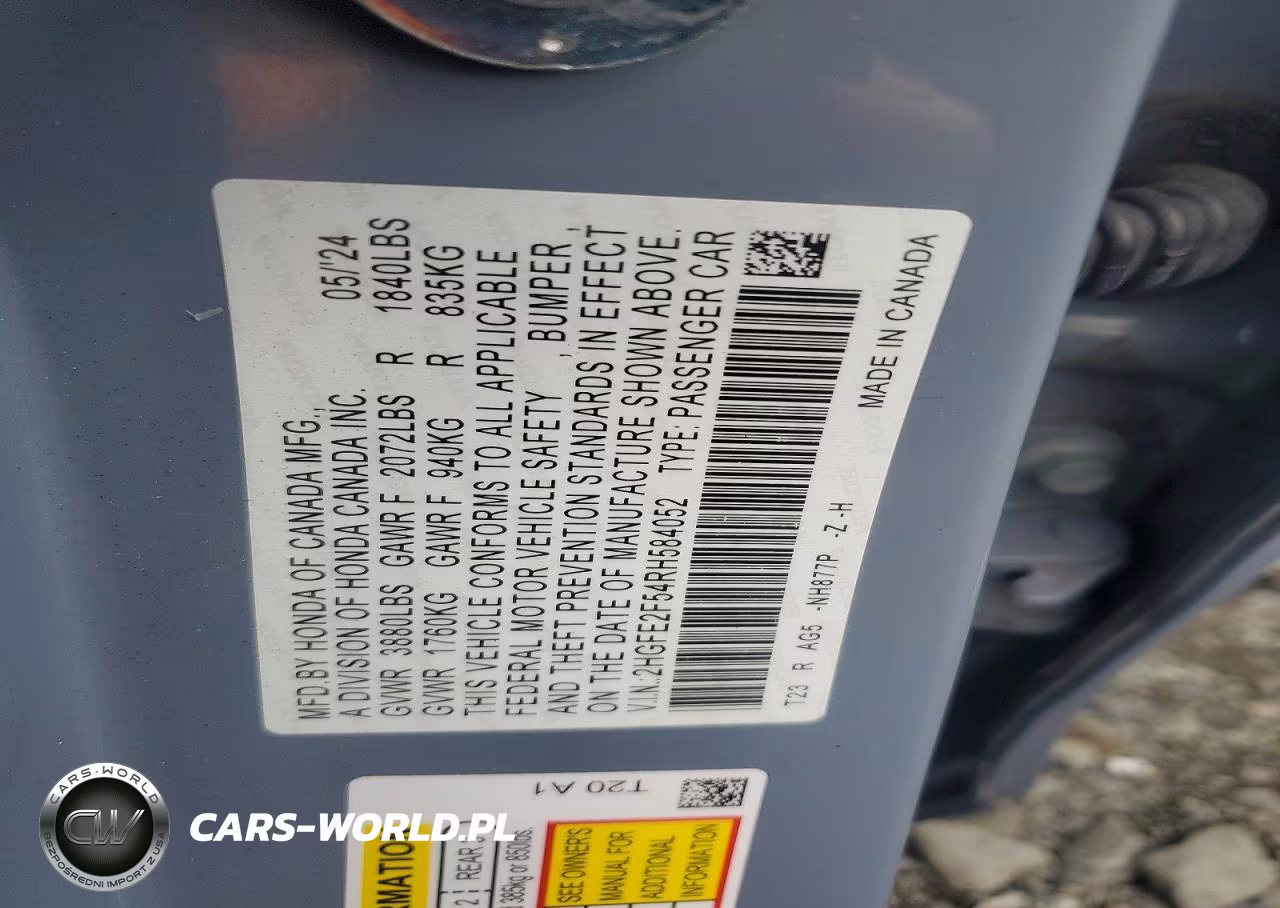 2024 Honda Civic Sport VIN:2HGFE2F54RH584052 - 12
