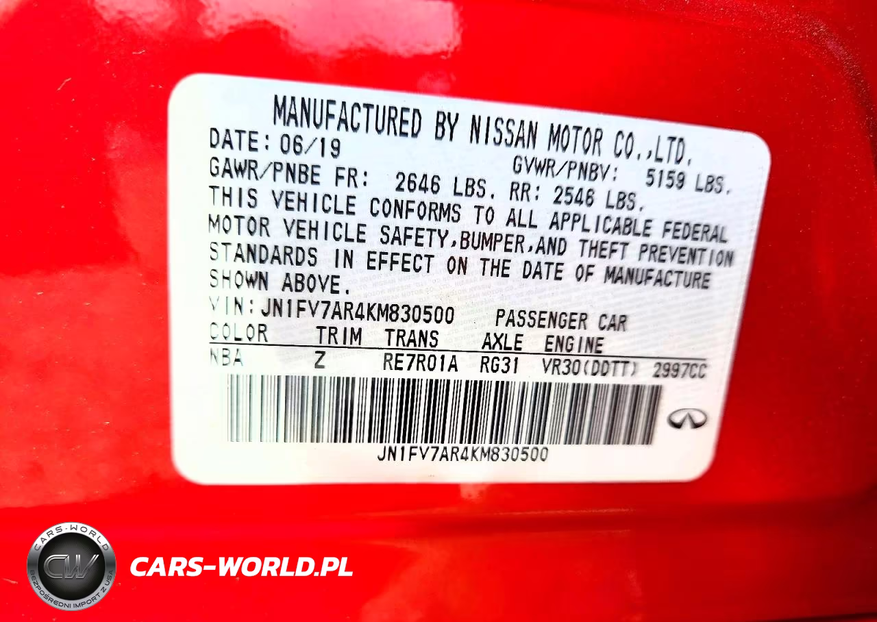 2019 Infiniti Q50 Red Sport 400 VIN:JN1FV7AR4KM830500 - 12