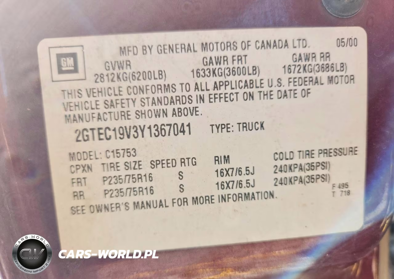 2000 GMC Sierra 1500 VIN:2GTEC19V3Y1367041 - 12
