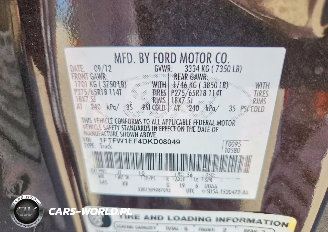 2013 Ford F150 Supercrew VIN:1FTFW1EF4DKD08049 - 12