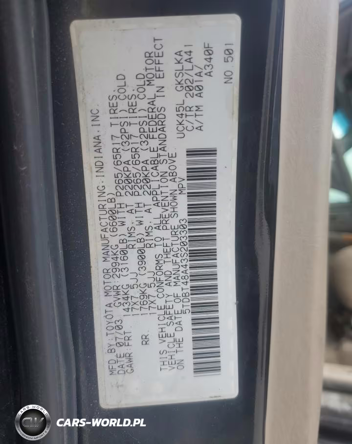 2003 Toyota Sequoia Limited VIN:5TDBT48A43S203303 - 13