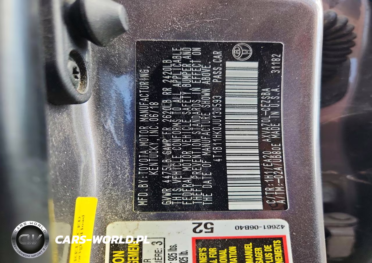 2018 Toyota Camry Se VIN:4T1B11HK0JU130593 - 12