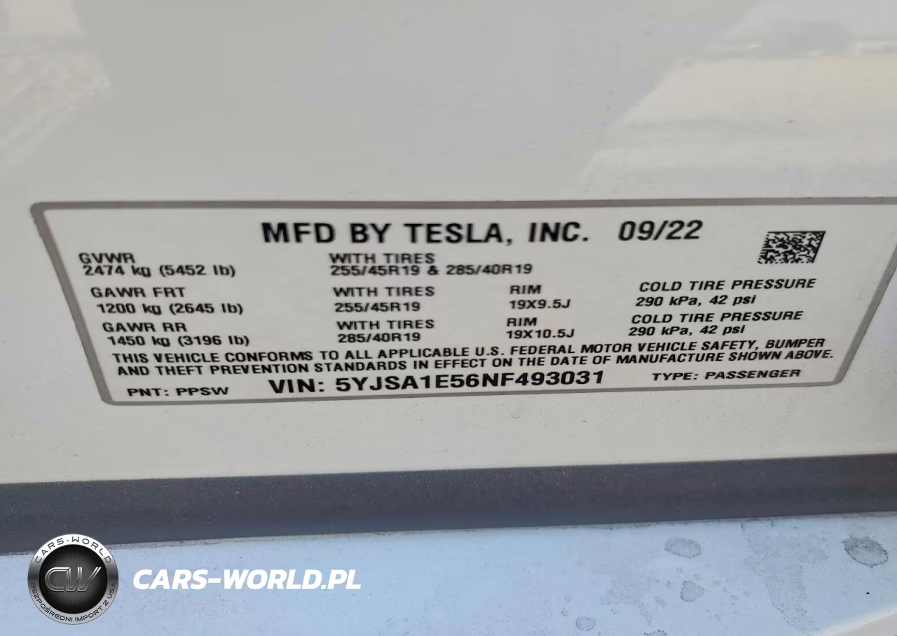 2022 Tesla Model S VIN:5YJSA1E56NF493031 - 12