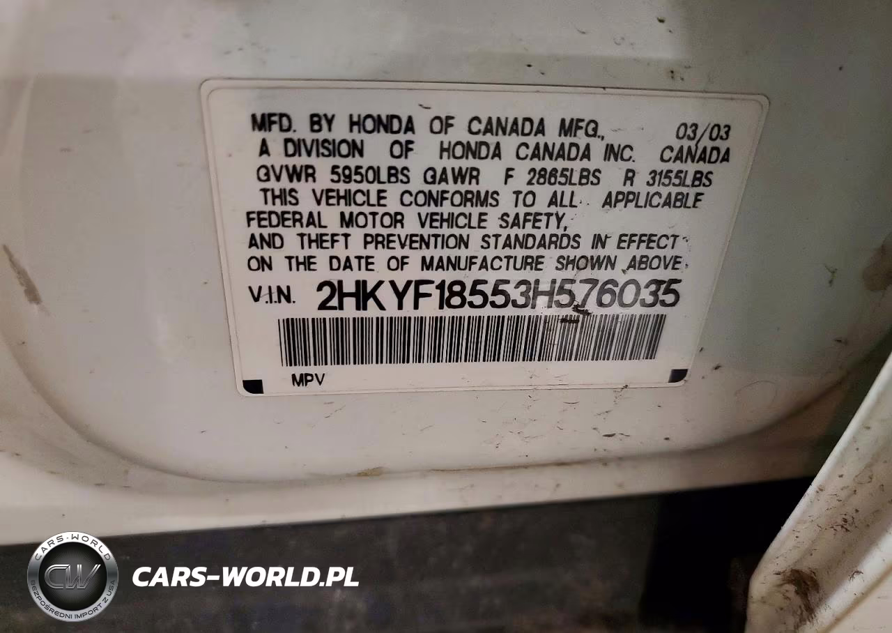 2003 Honda Pilot Exl VIN:2HKYF18553H576035 - 13