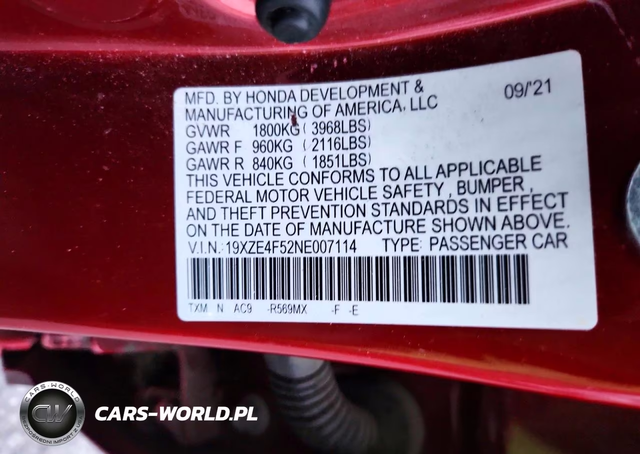 2022 Honda Insight Ex VIN:19XZE4F52NE007114 - 12