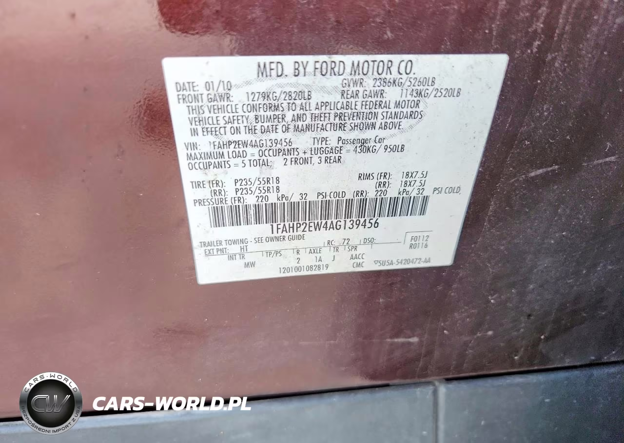 2010 Ford Taurus Sel VIN:1FAHP2EW4AG139456 - 12