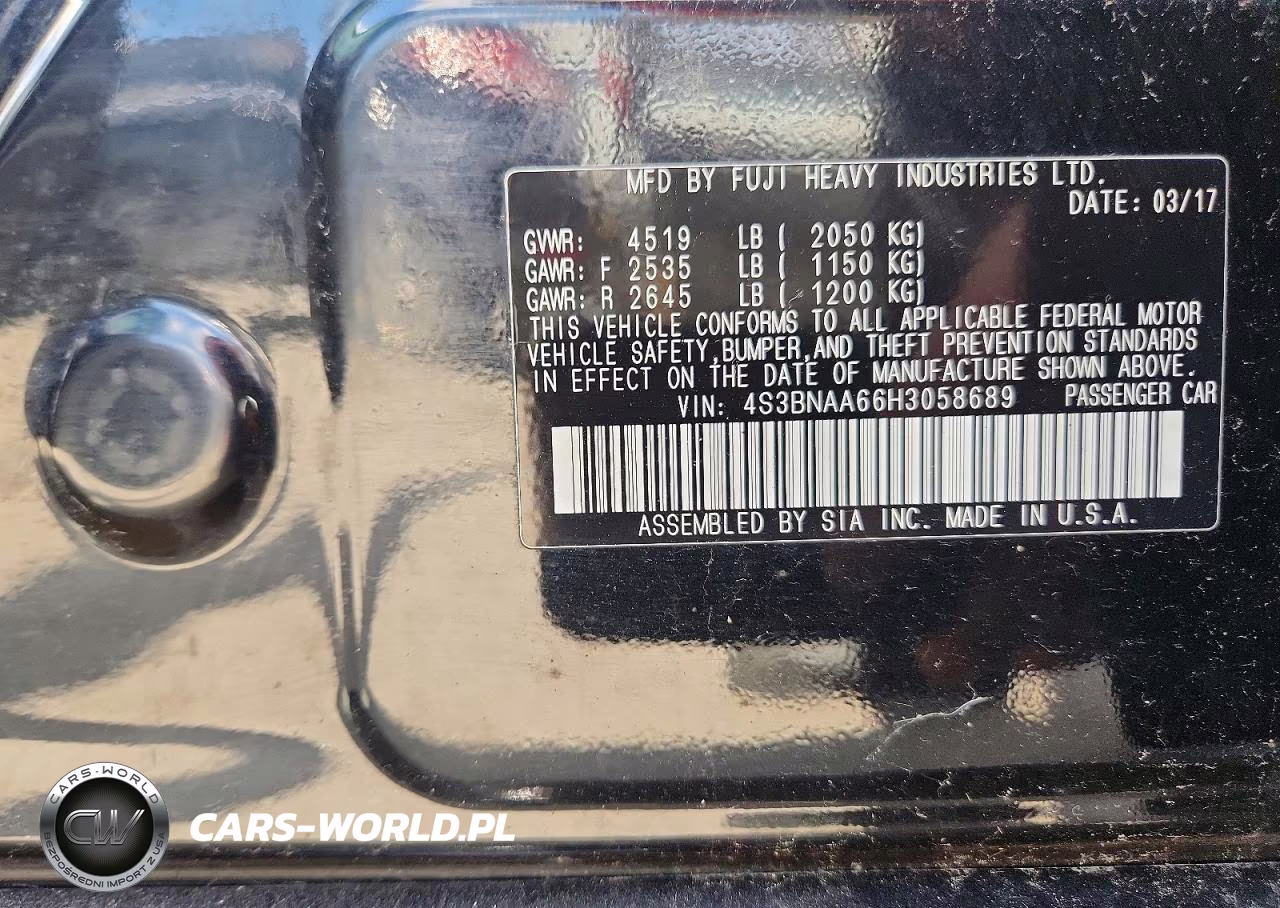 2017 Subaru Legacy 2.5I VIN:4S3BNAA66H3058689 - 12