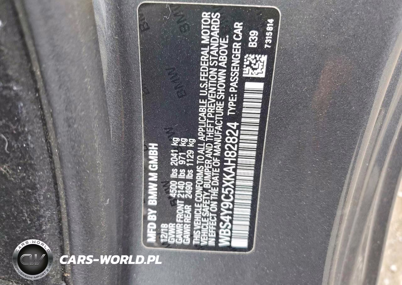 2019 BMW M4 VIN:WBS4Y9C5XKAH82824 - 13