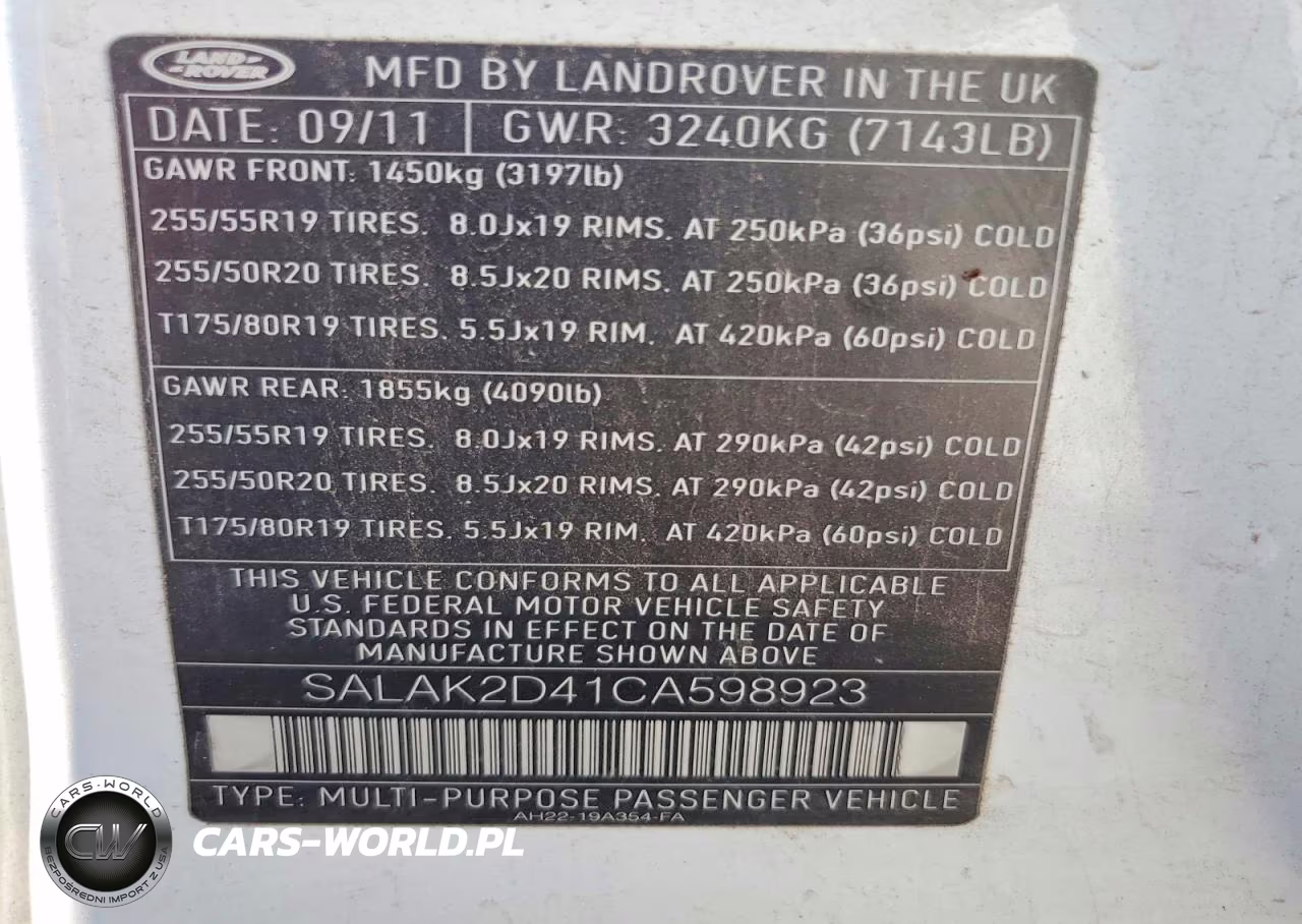 2012 Land Rover Lr4 Hse Luxury VIN:SALAK2D41CA598923 - 12