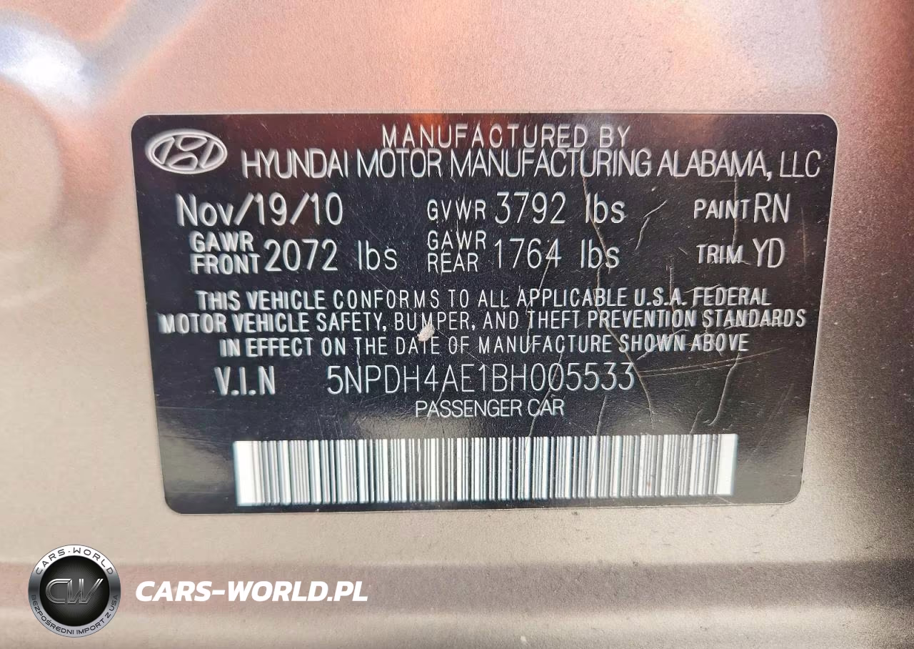 2011 Hyundai Elantra Gls VIN:5NPDH4AE1BH005533 - 12
