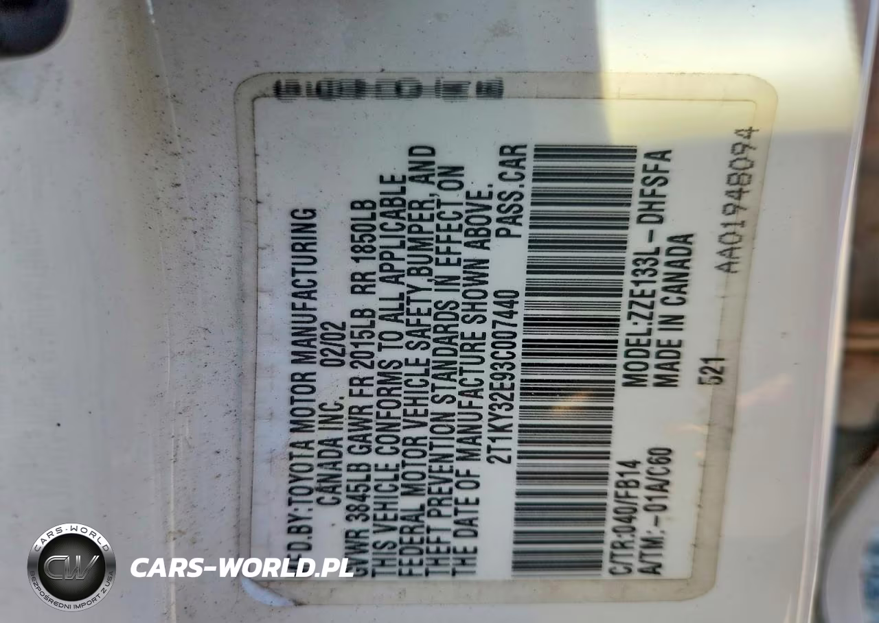 2003 Toyota Corolla Matrix Xrs VIN:2T1KY32E93C007440 - 12