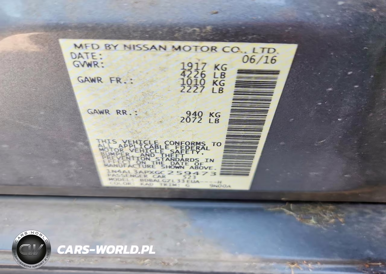 2016 Nissan Altima 2.5 S VIN:1N4AL3APXGC259473 - 12