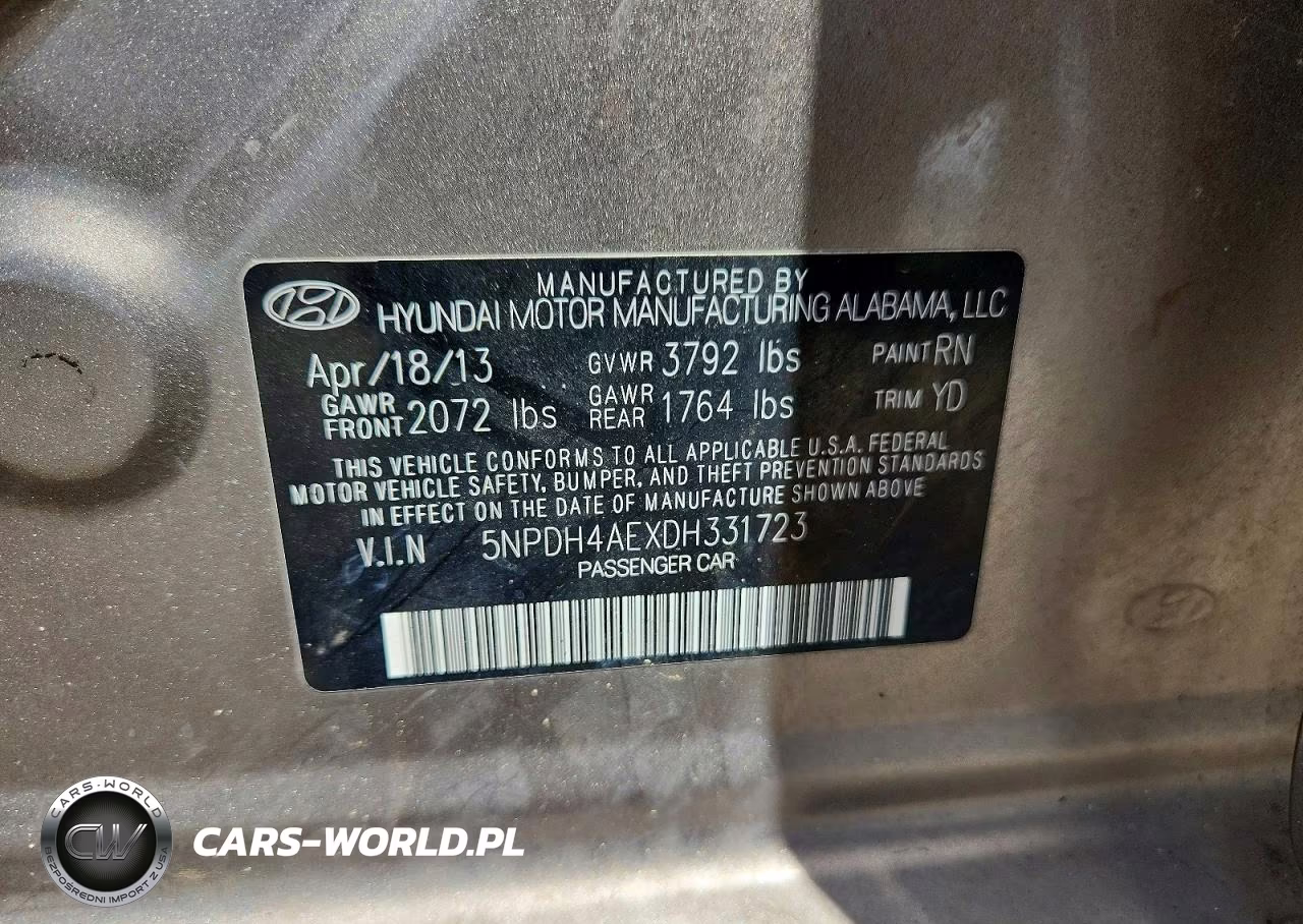 2013 Hyundai Elantra Gls VIN:5NPDH4AEXDH331723 - 12