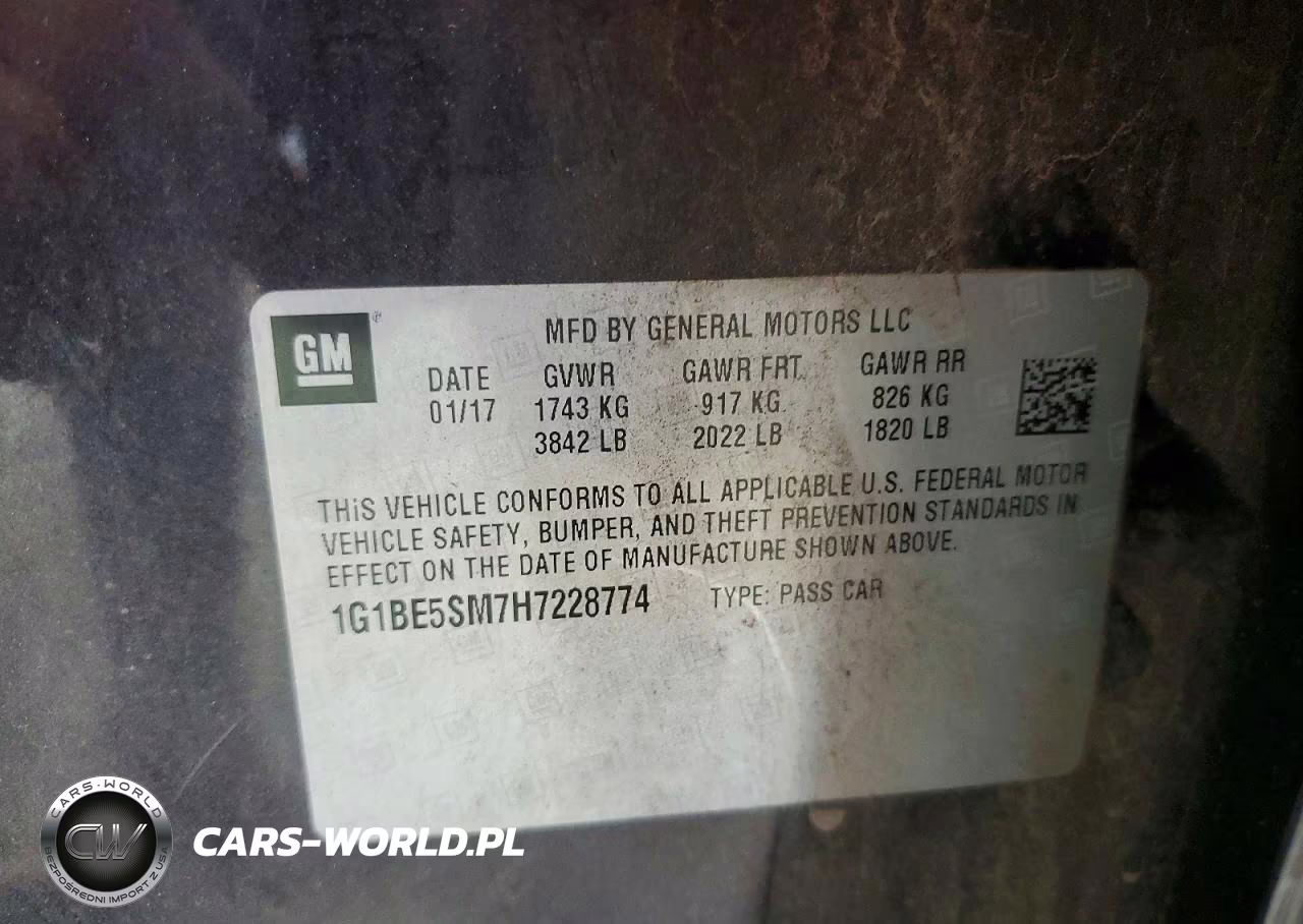 2017 Chevrolet Cruze Lt VIN:1G1BE5SM7H7228774 - 12