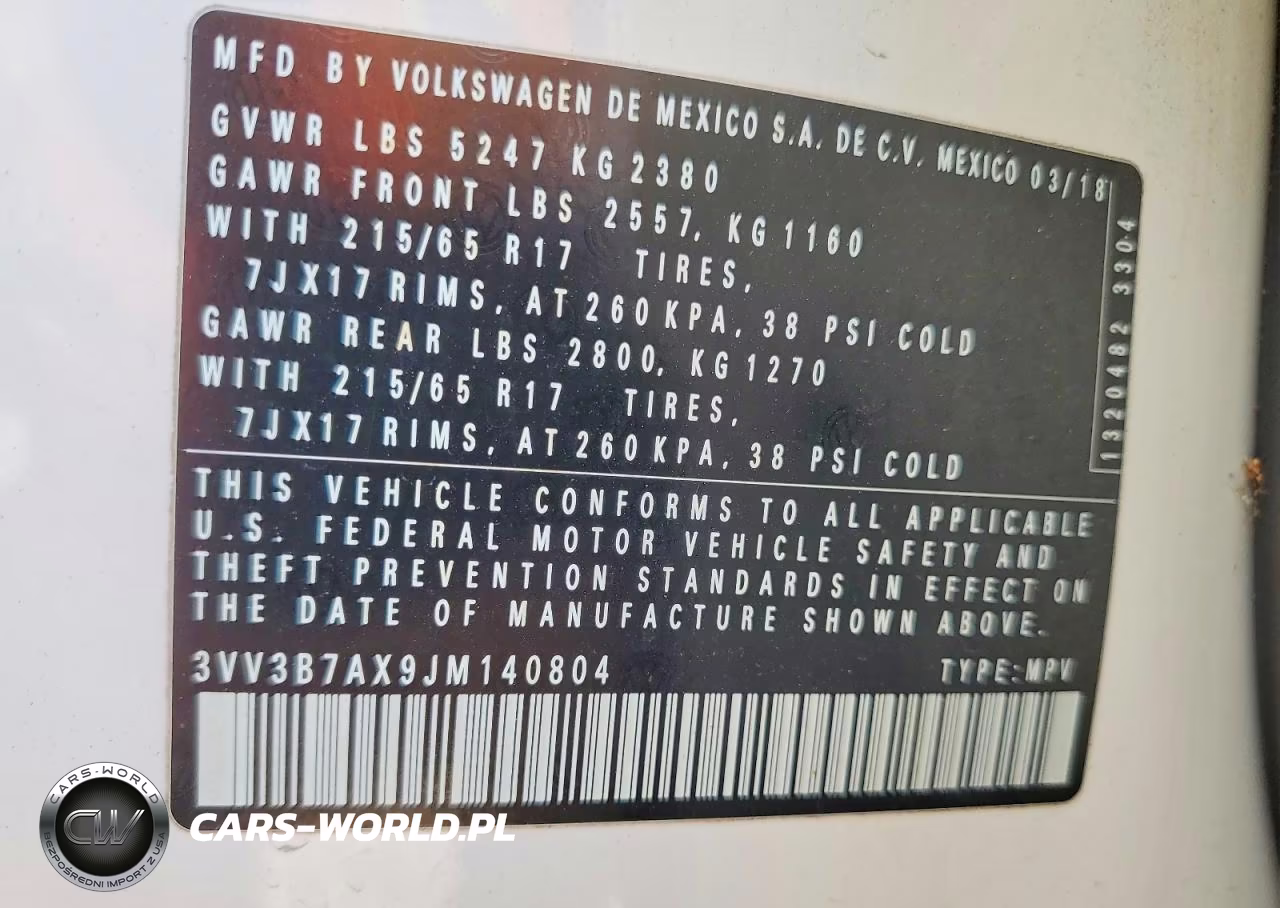 2018 Volkswagen Tiguan Se VIN:3VV3B7AX9JM140804 - 12