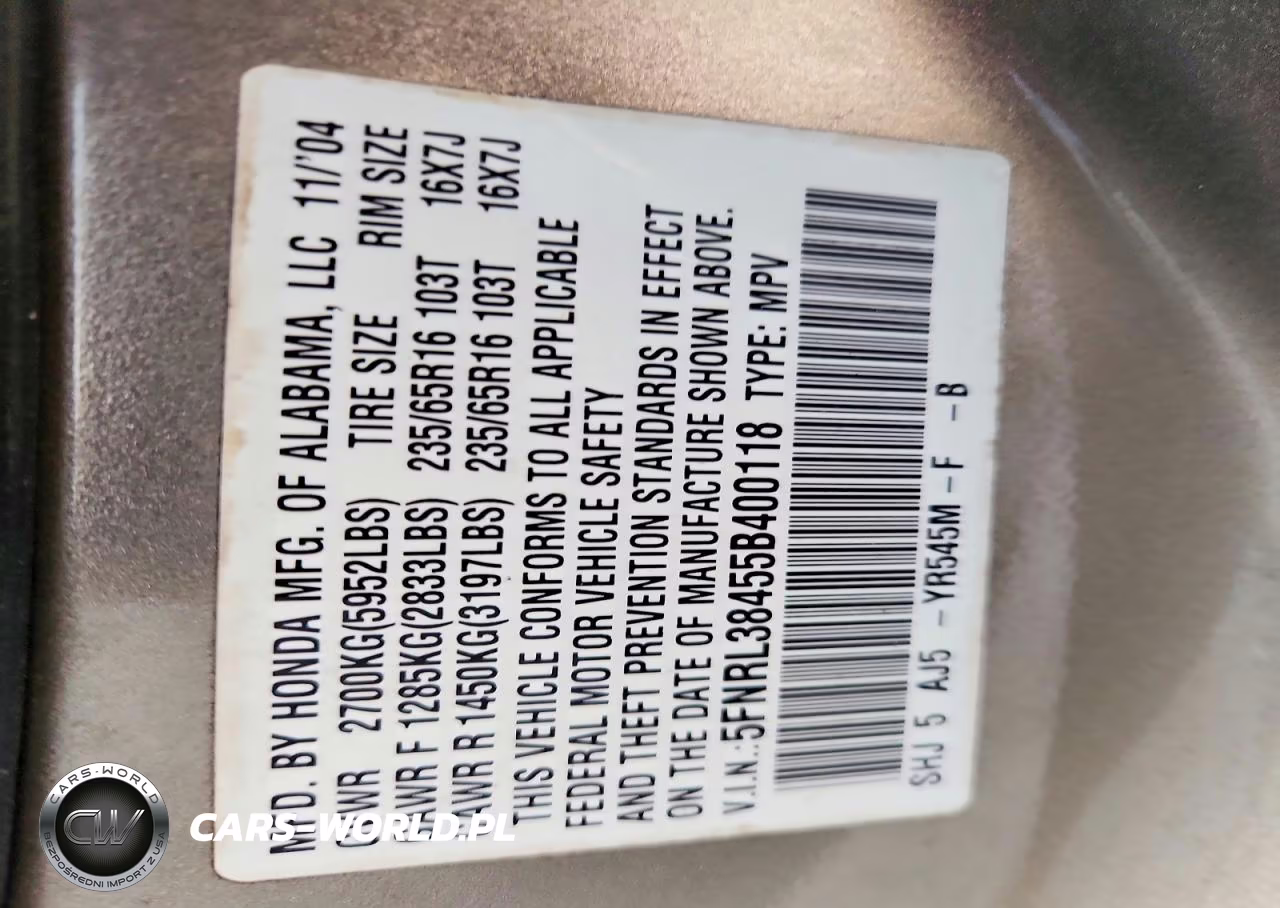 2005 Honda Odyssey Ex VIN:5FNRL38455B400118 - 13