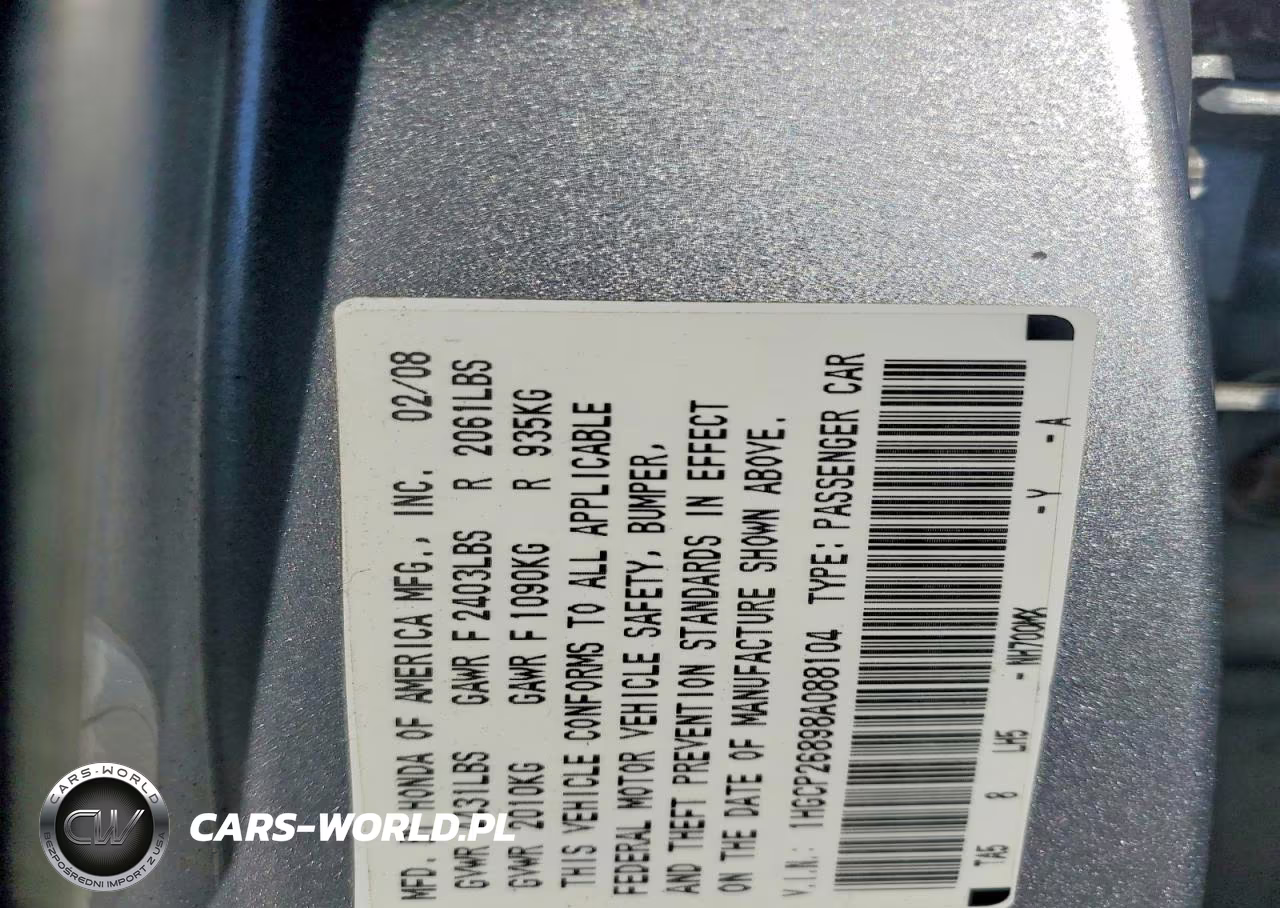 2008 Honda Accord Exl VIN:1HGCP26898A088104 - 12
