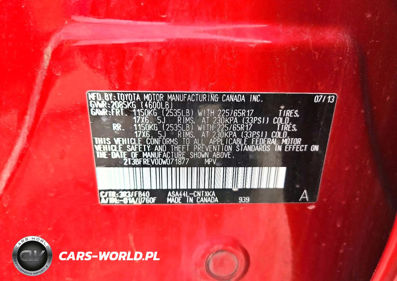 2013 Toyota Rav4 Le VIN:2T3BFREV0DW071877 - 13