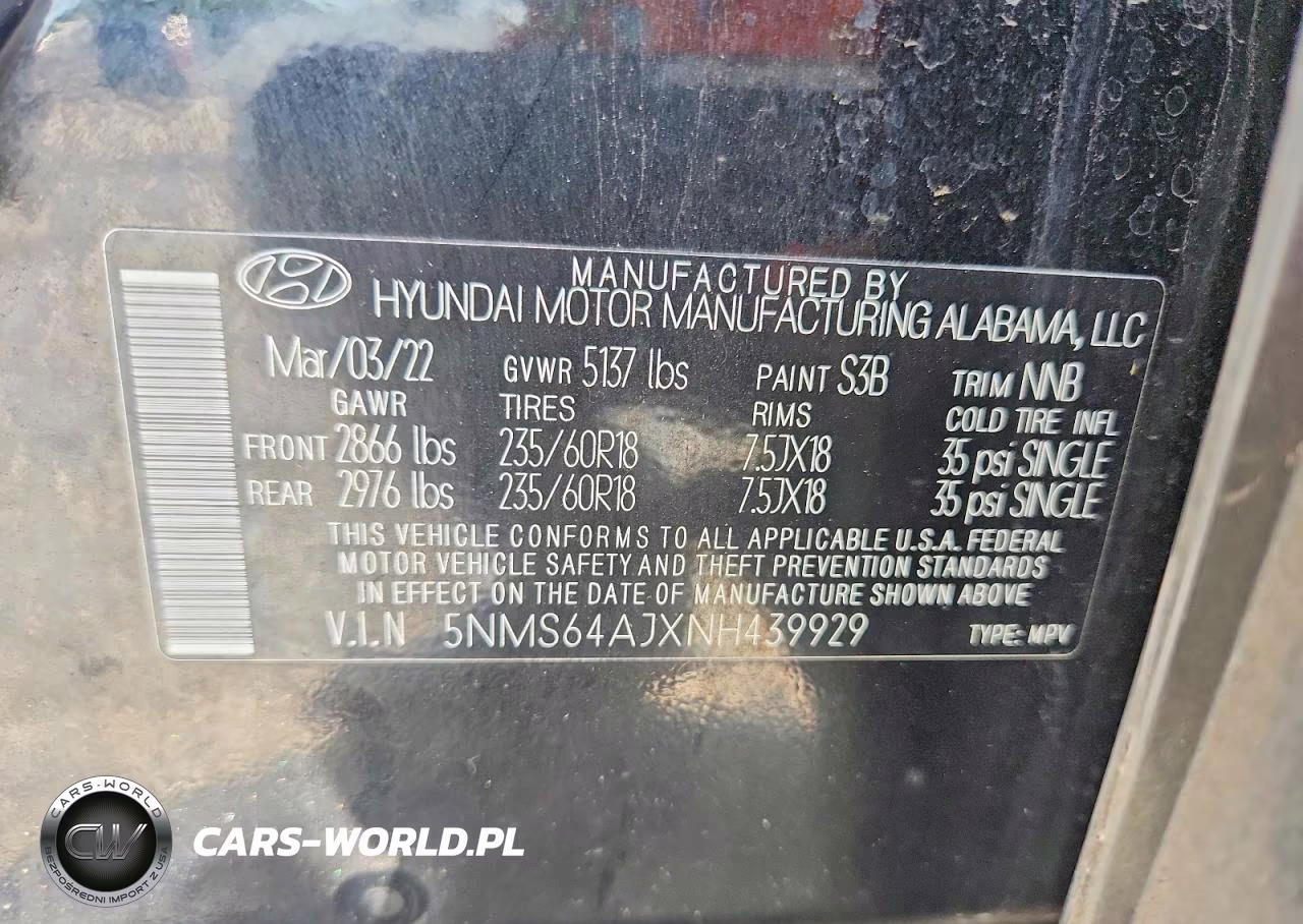 2022 Hyundai Santa Fe Xrt VIN:5NMS64AJXNH439929 - 13