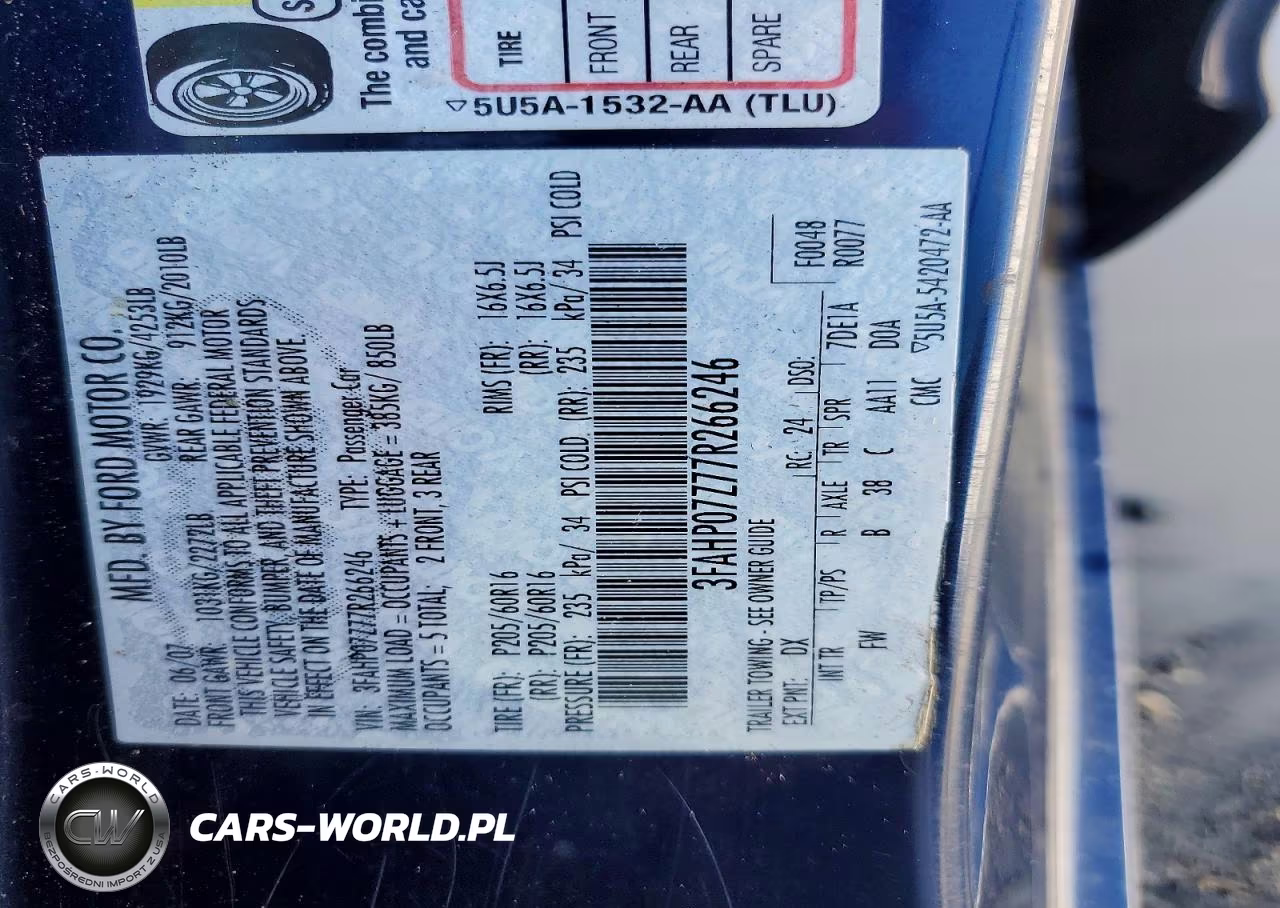 2007 Ford Fusion Se VIN:3FAHP07Z77R266246 - 12