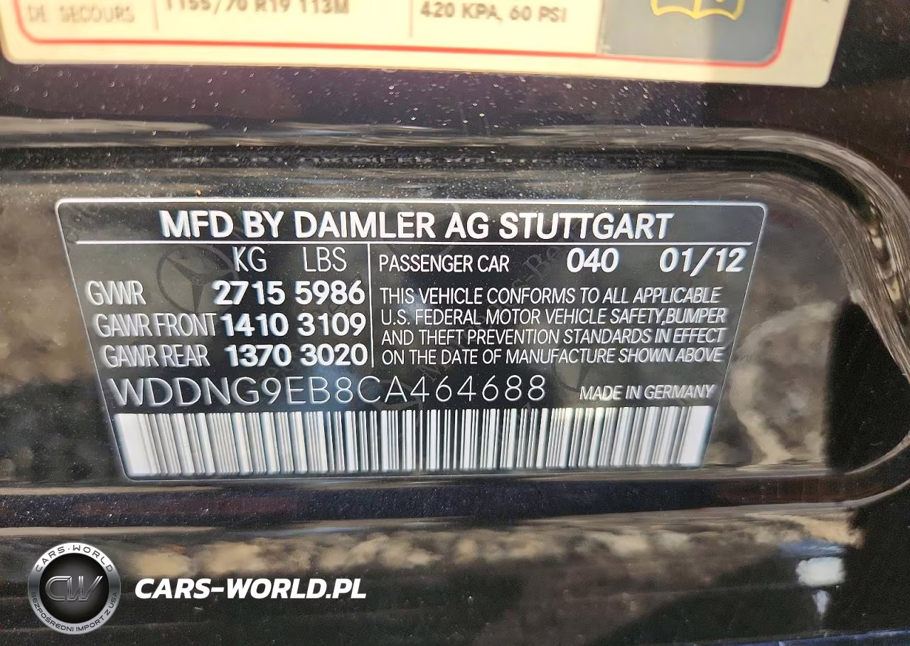 2012 Mercedes-Benz S 550 4Matic VIN:WDDNG9EB8CA464688 - 12