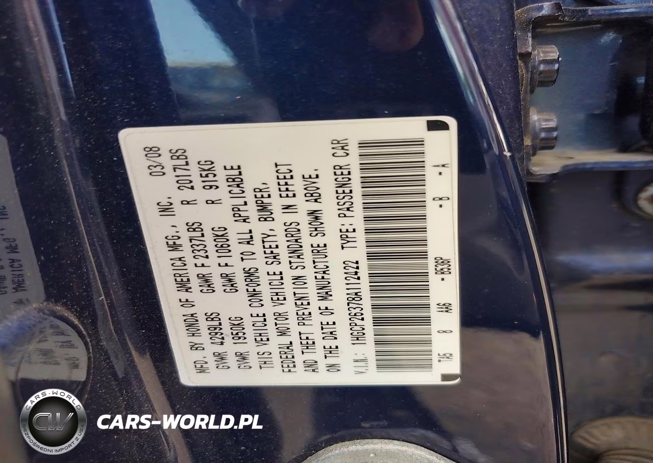 2008 Honda Accord Lx VIN:1HGCP26378A112422 - 12