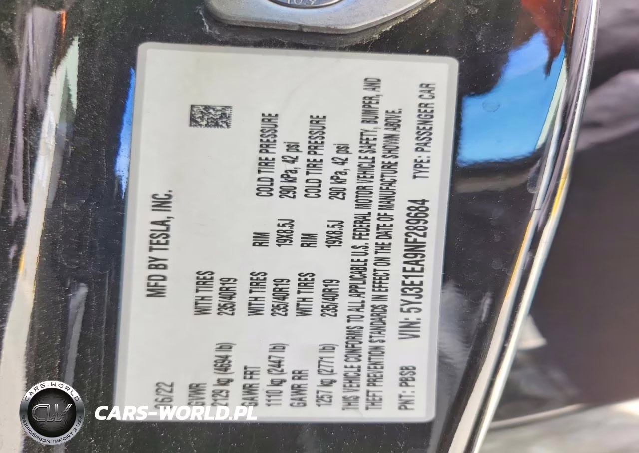 2022 Tesla Model 3 VIN:5YJ3E1EA9NF289684 - 12